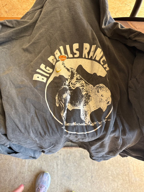 Grey Halloween Hooded Long Sleeve T-Shirt