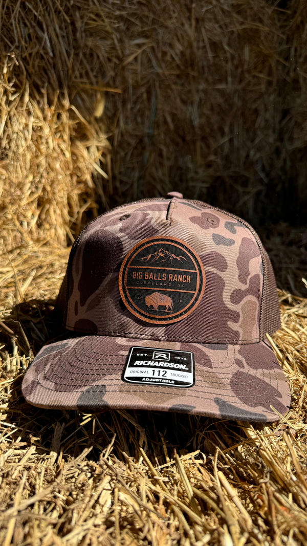 Brown Camo Leather Patch Hat