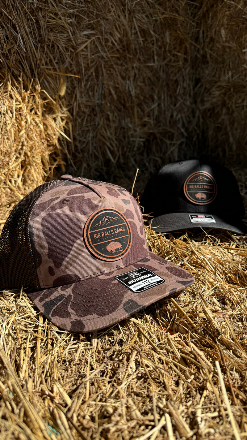 Brown Camo Leather Patch Hat