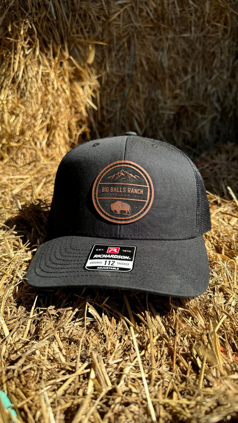 Black Leather Patch Hat