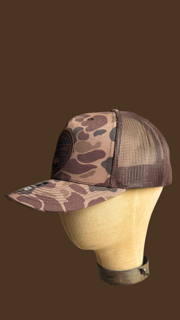 Brown Camo Classic Leather Patch Hat