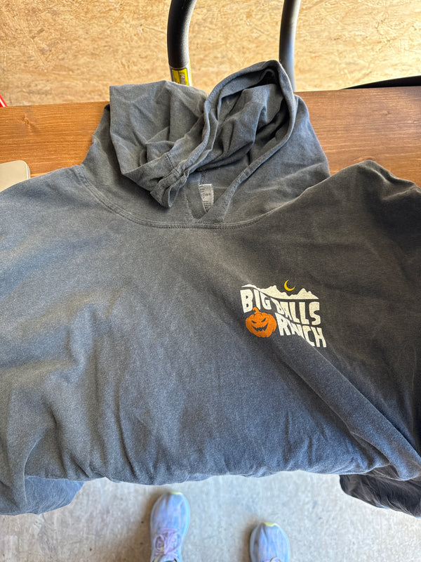 Grey Halloween Hooded Long Sleeve T-Shirt